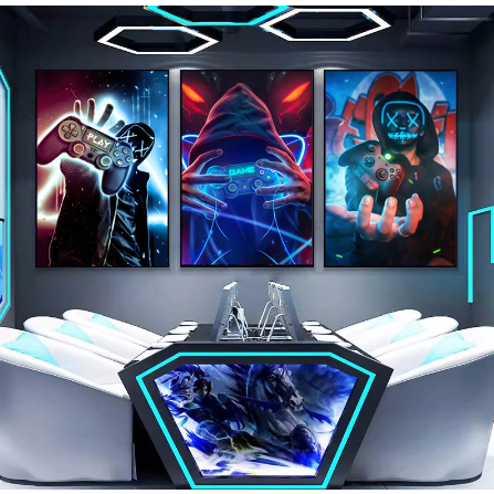 Quadros Decorativos Gamer Neon Geek Controle Video Game Console Quarto de Jogos Sala
