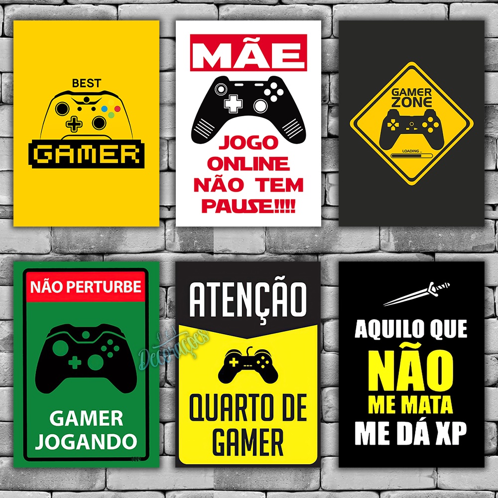 Placas Decorativas Quadros Gamers 01 a 15 - Jogos Game Video Game Console