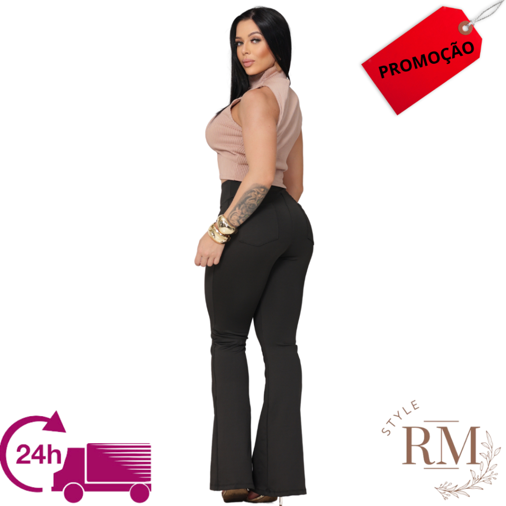 Calça Crepe Boca de Sino com Toque de Estilo Que Você Precisa Feminina