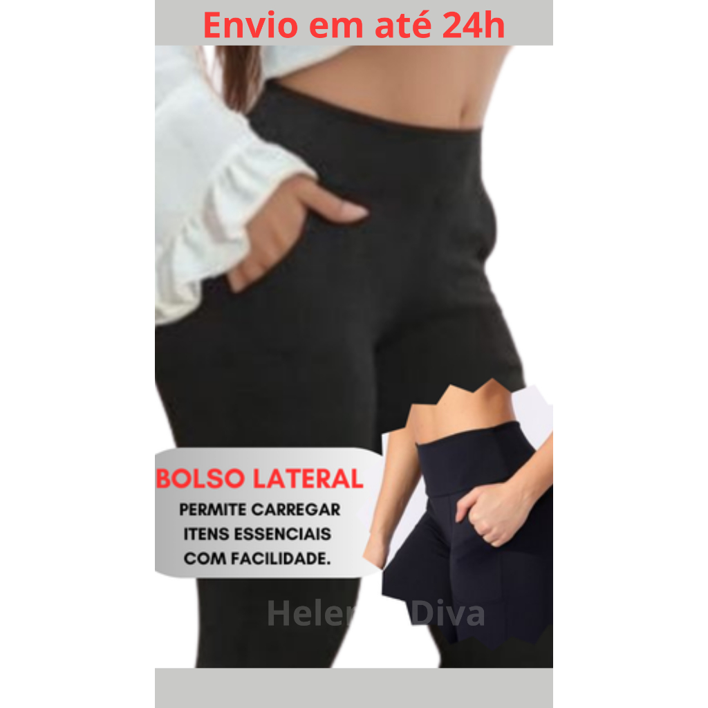 Calça Legging Flare Boca de Sino com Bolso Social Feminina Bailarina