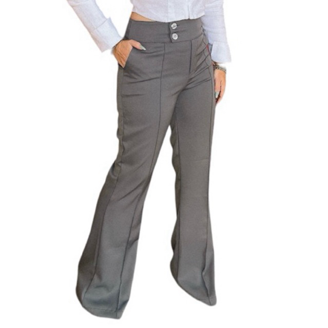Calça Feminina Moda Flare / Boca de sino /Social em Alfaiataria com botões e bolsos frontais