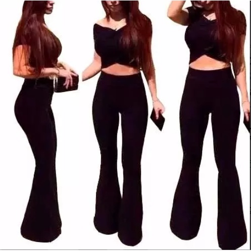 calça flare boca de sino com bolso bailarina