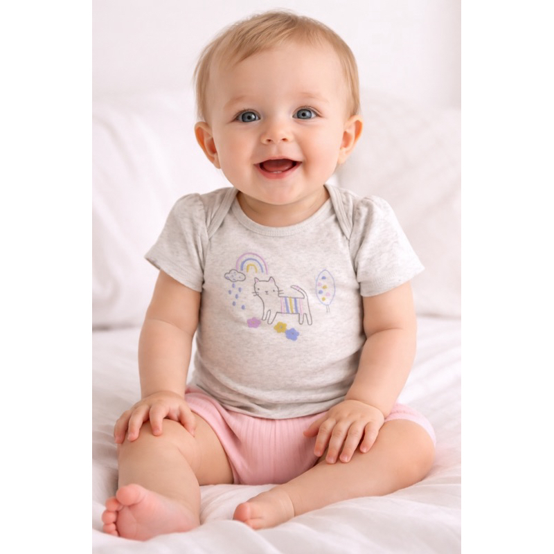 Camiseta Carters Novo Child of Mine Bebê Menina Gatinho