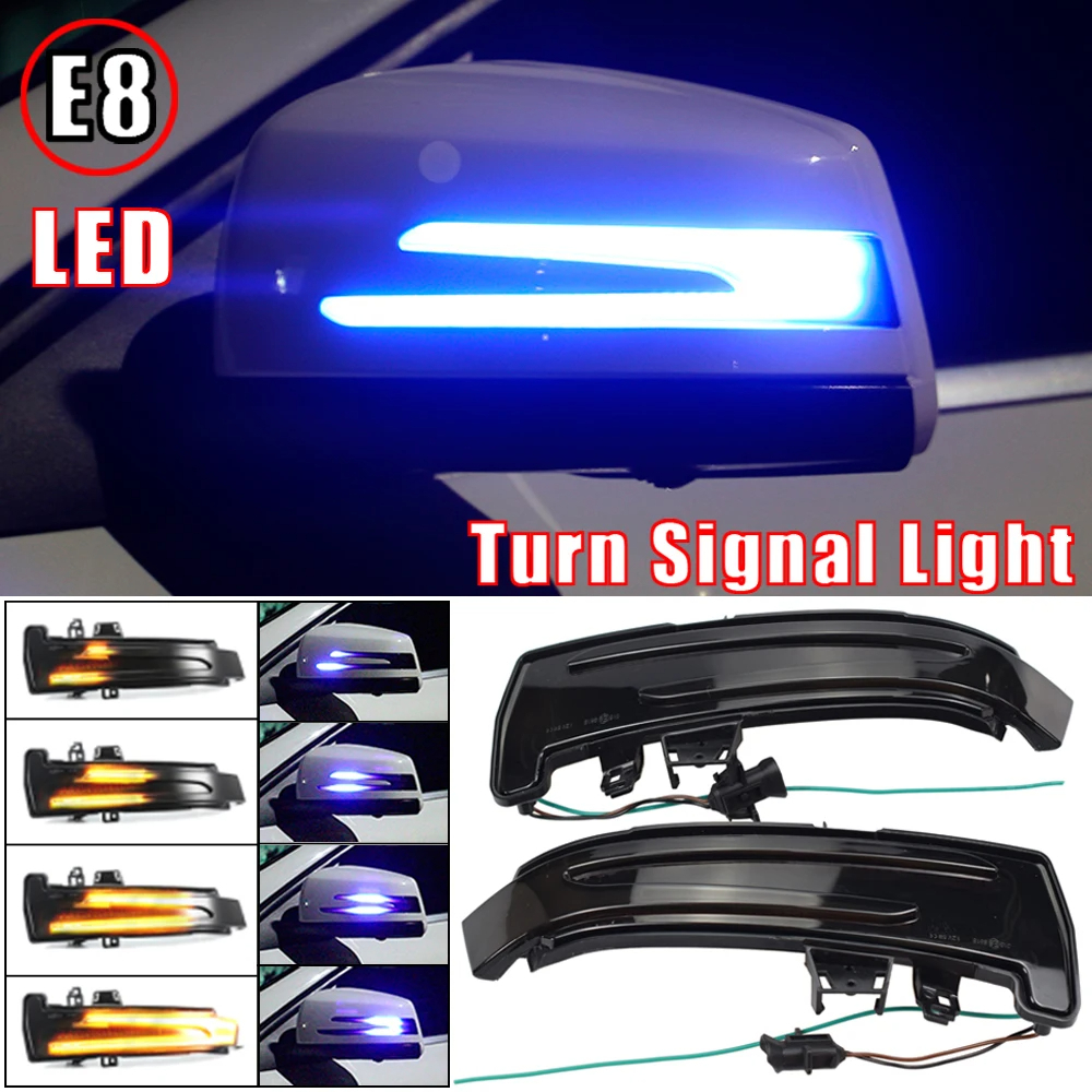 2-pack Indicador luminoso de espelho lateral de sinalização dinâmica de giro LED Adequado para Mercedes-Benz W204 CLA ABCES GLA GLK CLS Classe W176 W212
