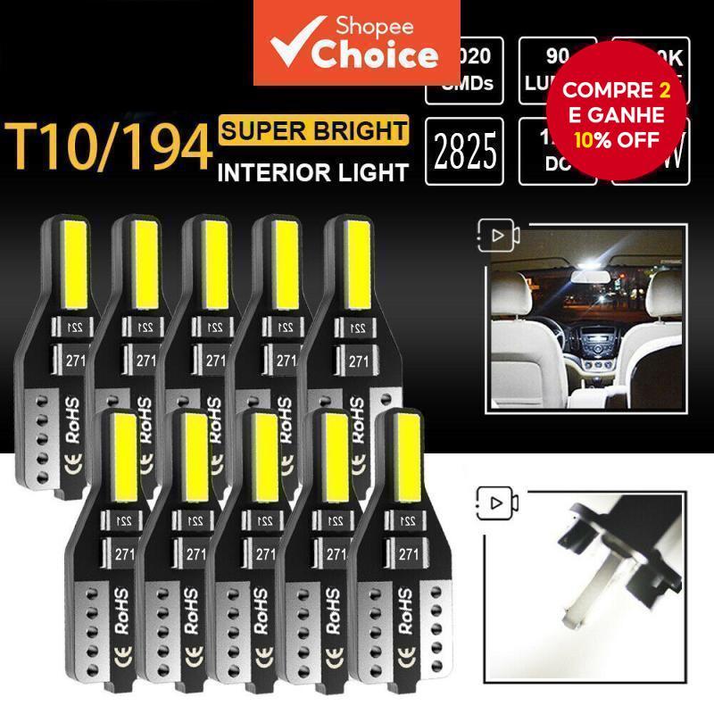 4 Pcs Lâmpadas Led T10 Para Carro Canbus Sem Erro W5w 194 168 Luzes Laterais De Cunha