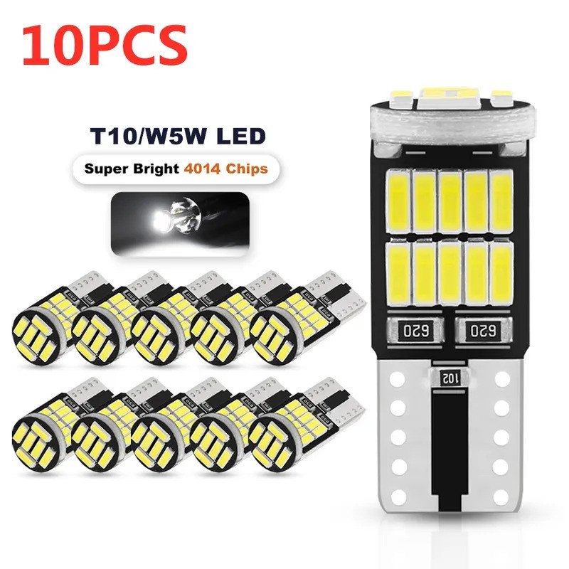 10 peças LED T10 W5W 194 501 Canbus Sem Erro Luz Interna de Carro 26 SMD 4014 Lâmpada Branca Pura