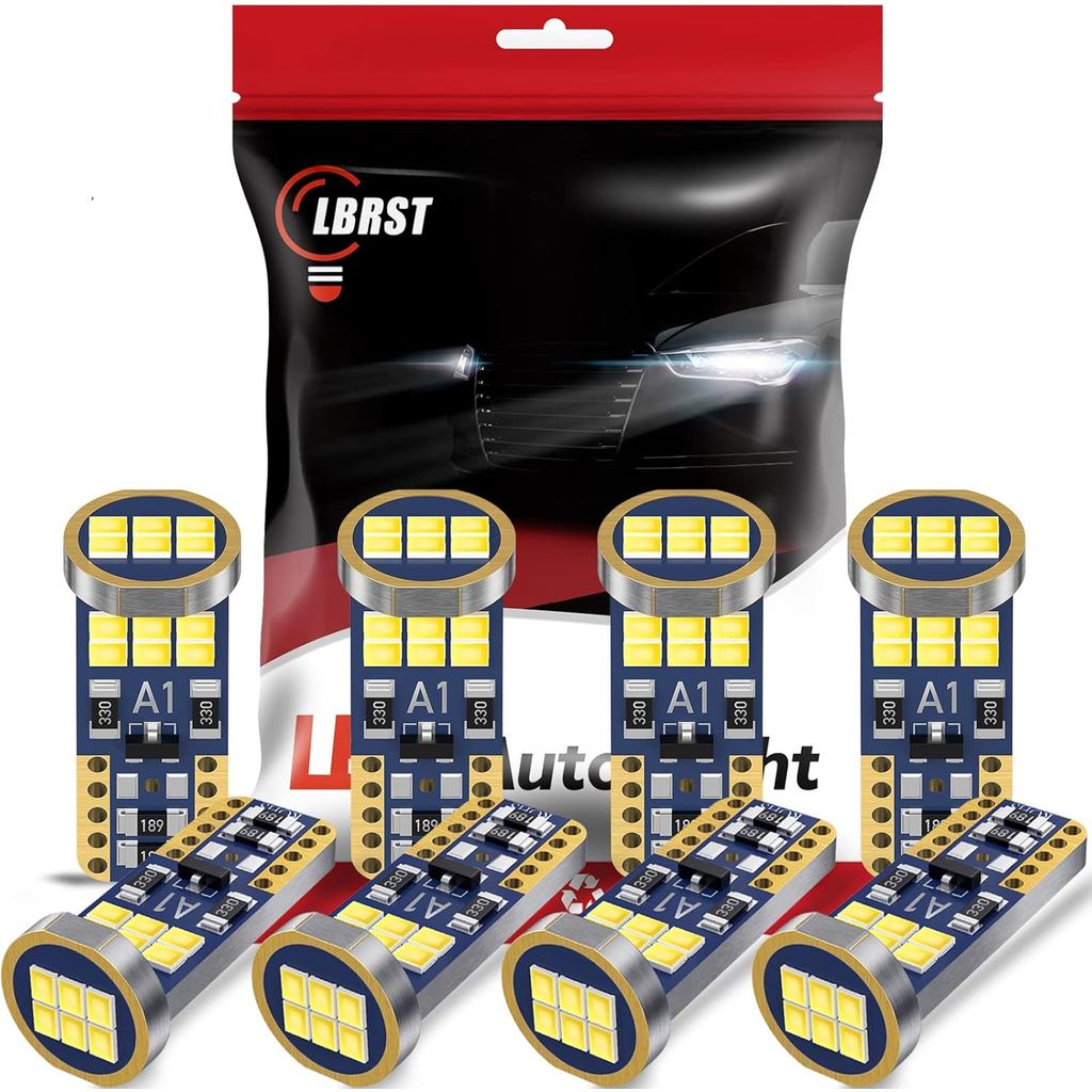 Pacote com 8 Lâmpadas LED 194, Lâmpada LED T10 sem Erros, Branco 6000K Super Brilhante, 168 Lâmpadas, Substituição 921 2