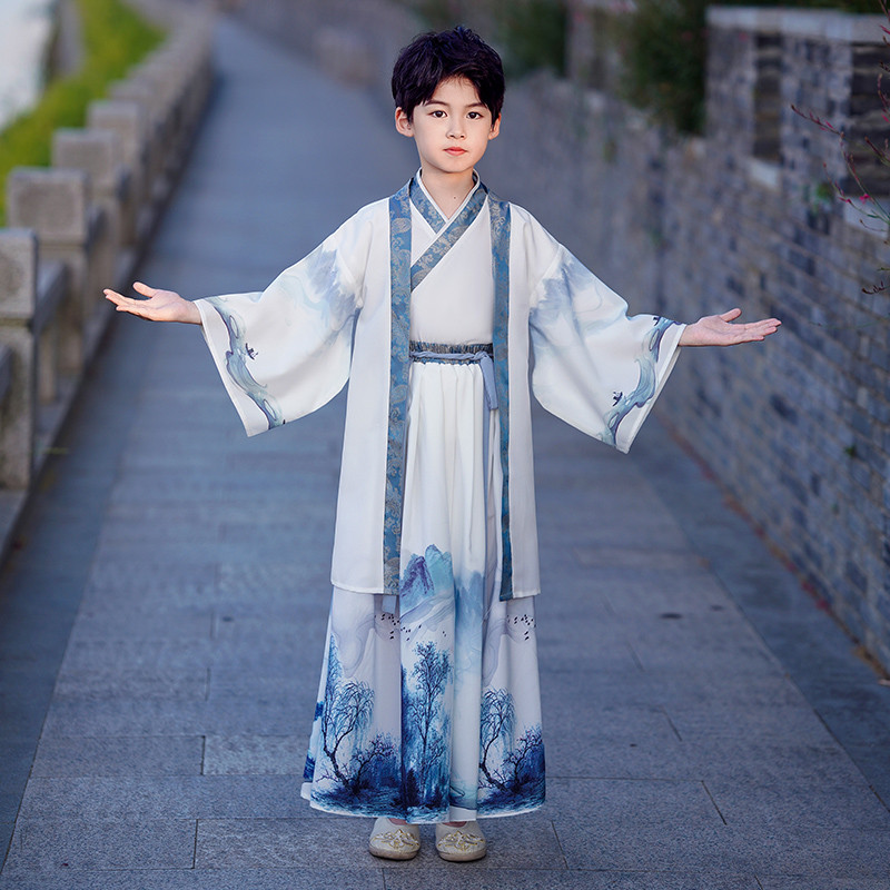 Terno Hanfu Tang Infantil Uniforme Escolar Chinês Jovem Mestre Roupas Meninos Verão Estilo Fino Traje Antigo Estilo Chin