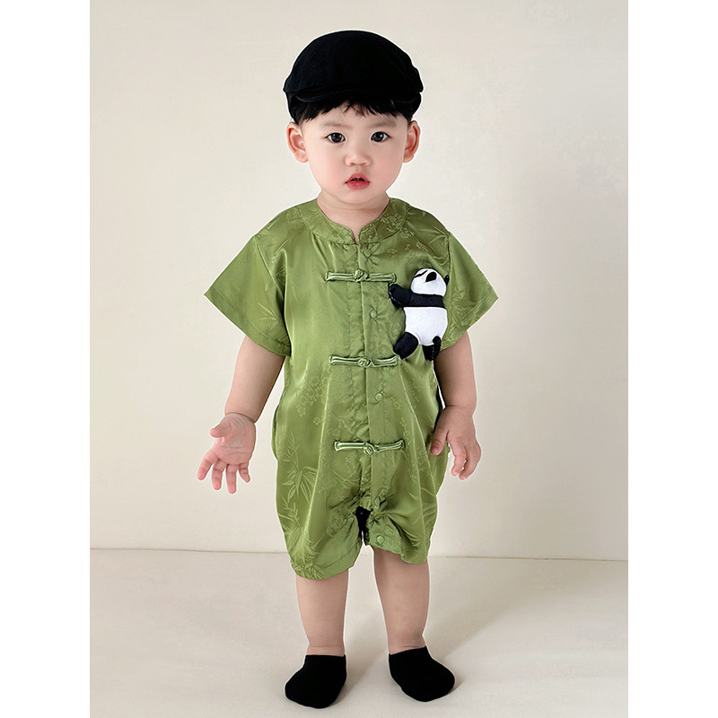 Bebê bebê roupas de verão fino novo estilo chinês Shorts de manga curta de uma peça mês cheio roupas de bebê estilo chin