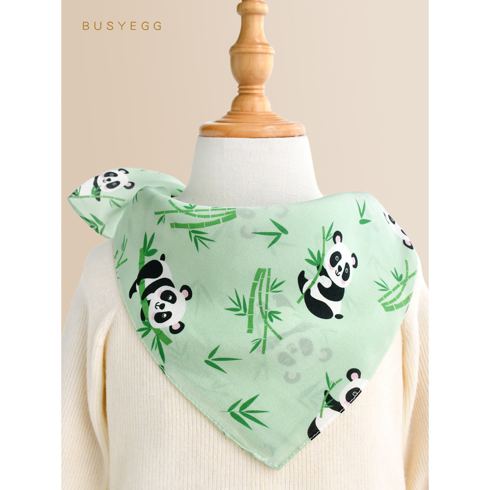 Novo Panda chinês crianças lenços de seda meninos meninas amoreira seda lenços quadrados fino gaze cachecóis estilo chin