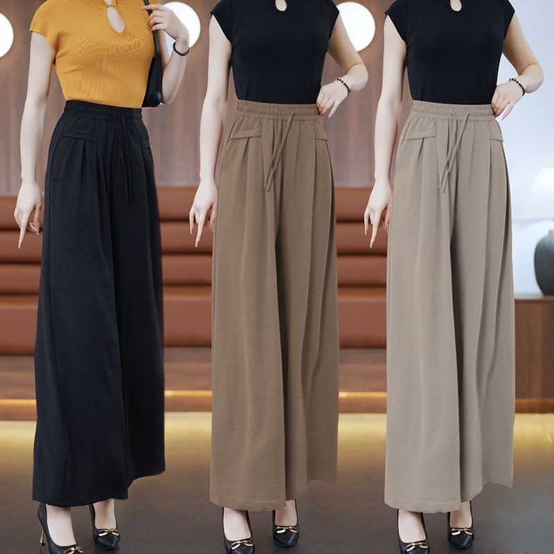 Culottes femininas 2026 novo estilo de venda quente verão estilo fino gelo seda calças largas femininas novo estilo chin