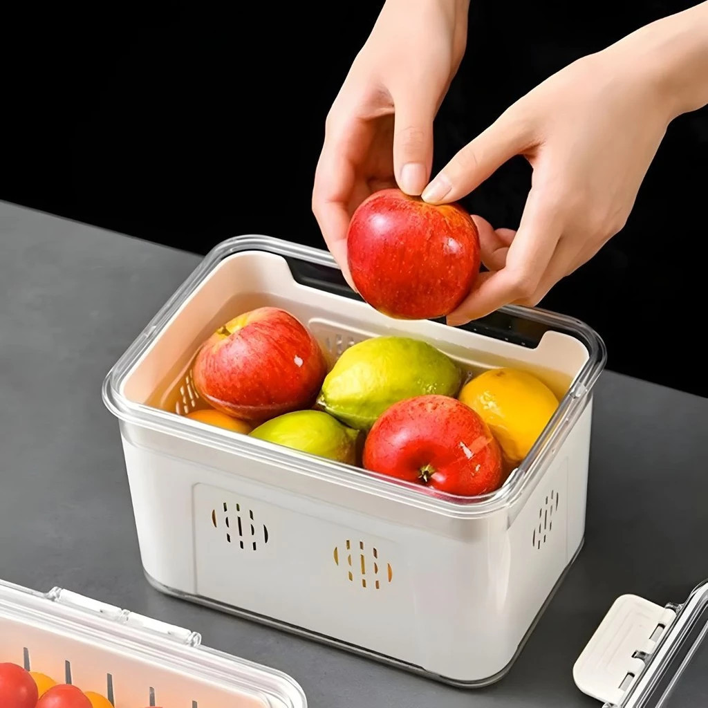 Cesto Organizador Alimento Cozinha Caixa Balde Pote Vasilha Armário Geladeira Armazena Utensílios