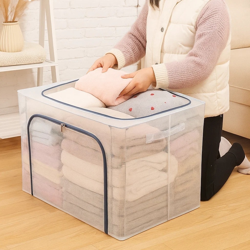Caixa Organizadora Casa Roupas Objetos Organização 100L 66L 24L Quarto Lavanderia Compacta