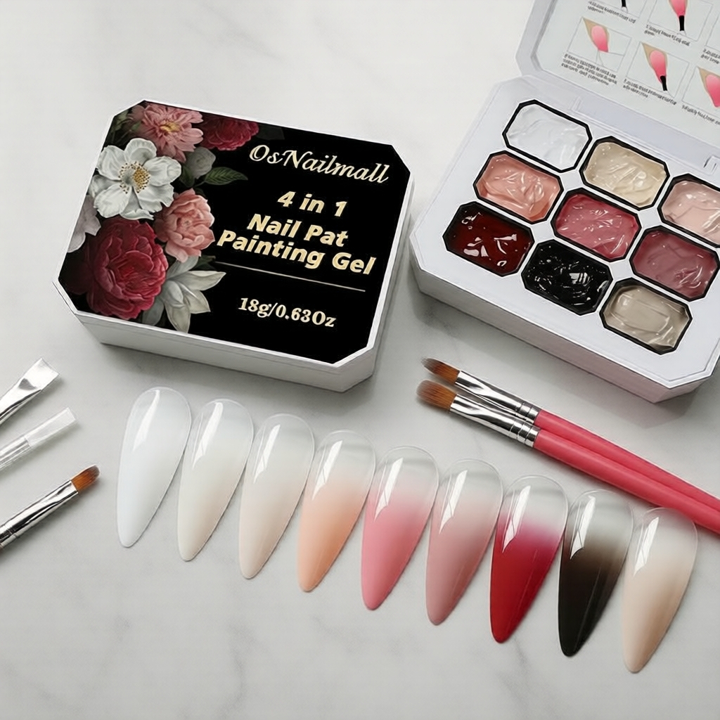 OsNailmall Esmalte em gel 4 em 1 com 9 tons, Summer Blossoms, efeito degradê