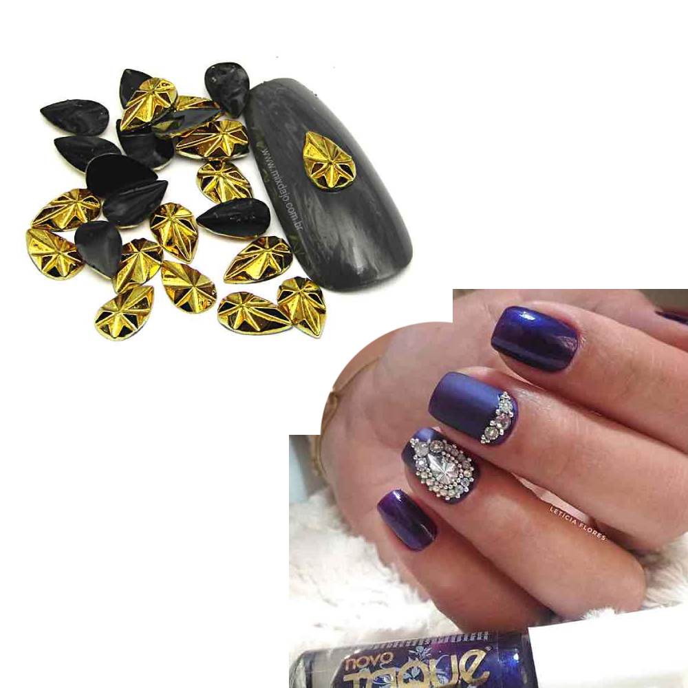 Gota Blossom 5x8 50 Peças Dourada Prateada Decoração 3d Unhas Nail Art Manicure
