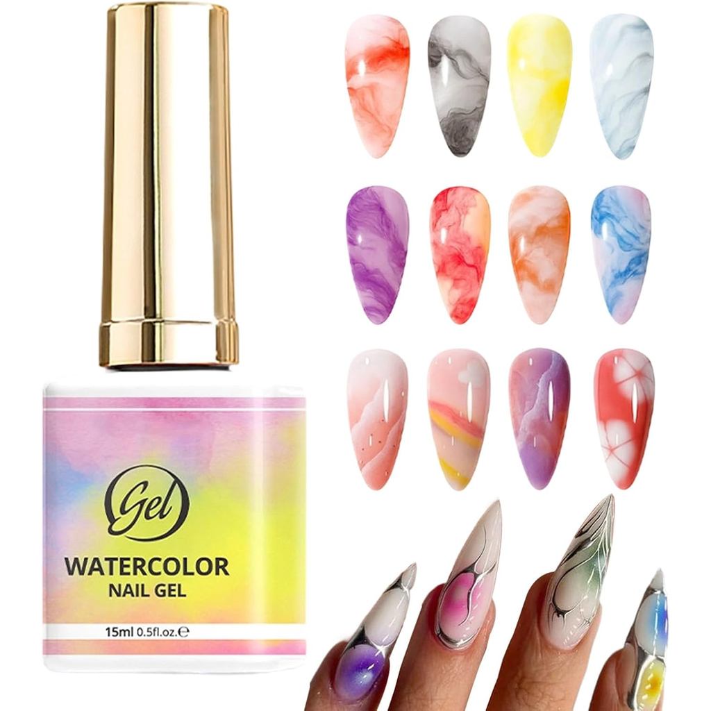 Tinta de Mármore para Unhas - Ferramentas de Manicure em Aquarela | Esmalte Japonês Nail Blossom Ink, para Uso em Salão,