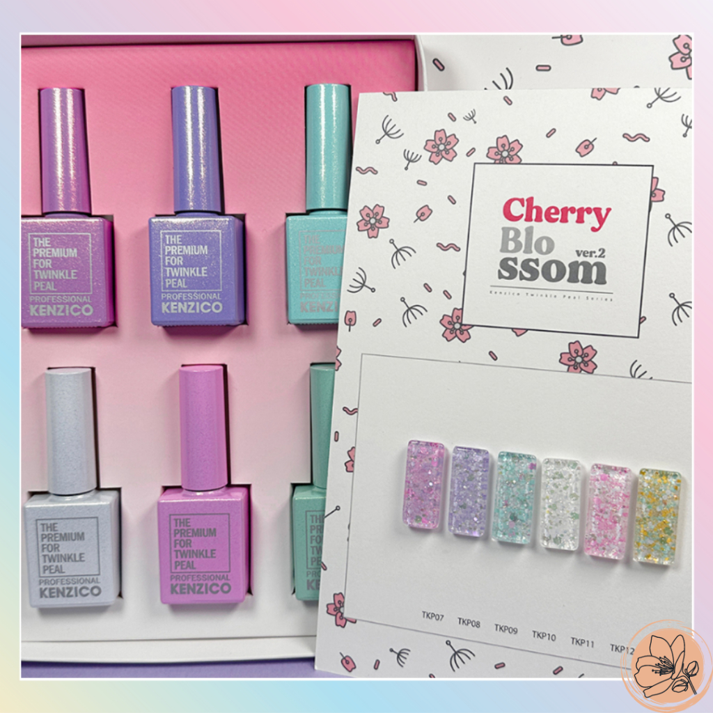Conjunto De 6 Cores Kenzico x Cherry Blossom Gel Brilhante Para Unhas Cereja