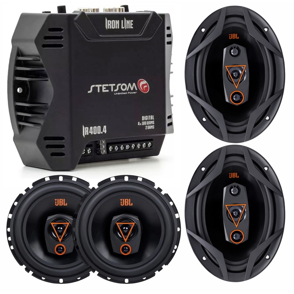 Kit 04 Alto Falantes 6 pol 80W 6trms80 e 6x9 pol 120W 69qdm120 + Módulo Amplificador Stetsom Ir400