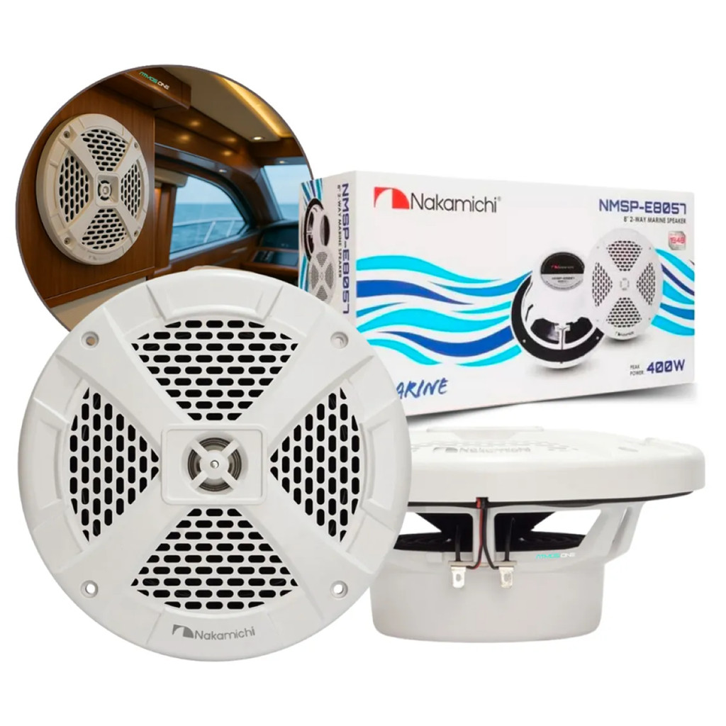 Par Alto Falante Nakamichi Coaxial Nautico Marítimo 8 Pol 80w Rms 8000w PMPO