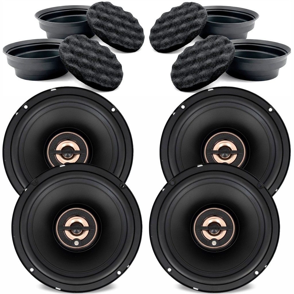 Kit 4 Alto Falante 6 pol Bomber Beat 80W + 4 Buffer Silicone Tecnhoise c/ Espuma Isolamento Acústico