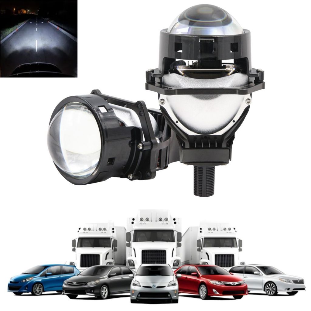Par Projetores Bi Led 3 Pol 6000k Universal 24v 80W 40000 lumens Caminhão Camionete Carro