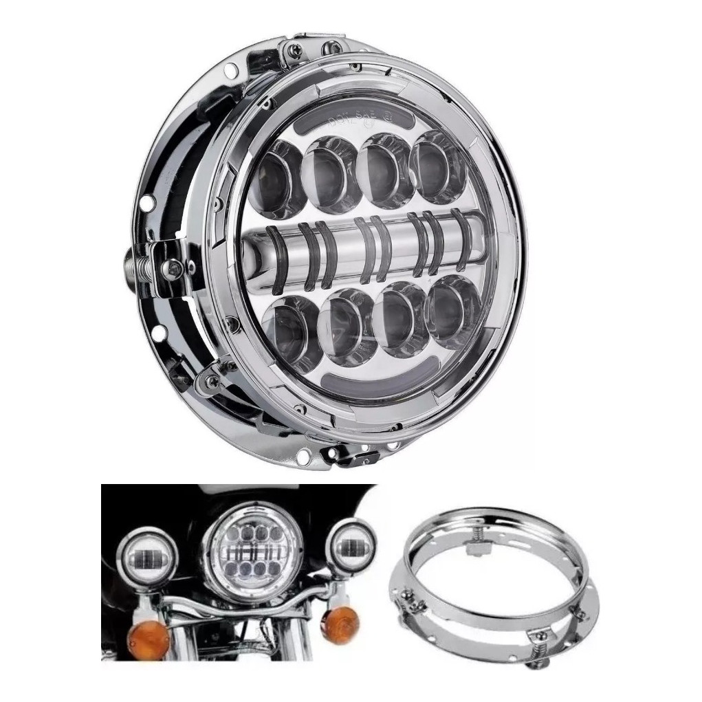 Farol Led E Suporte 7 Pol. Angel 80w Harley Fat Boy Electra