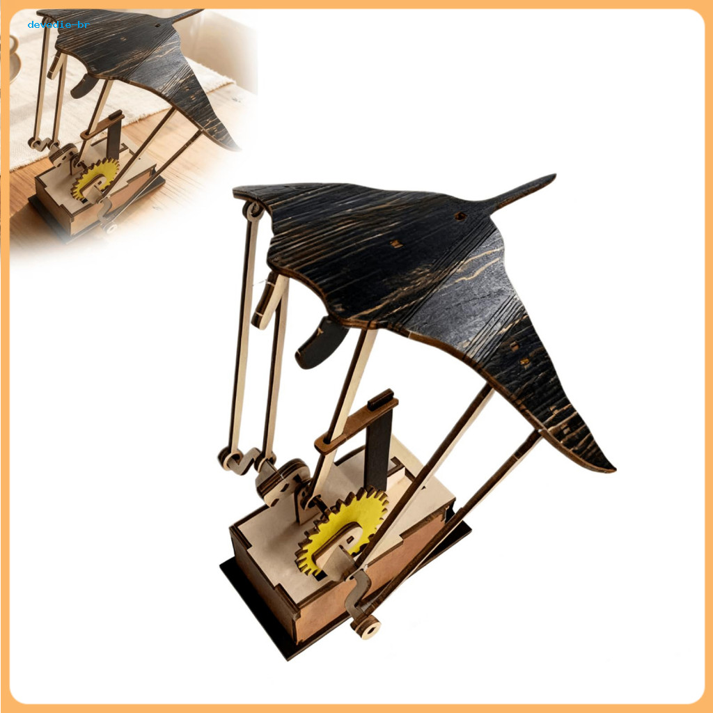 Handmade Wooden Electric Manta Ray Ornament – Lifelike Mechanical Ocean Animal Automaton Artisan Desk Decoration for H