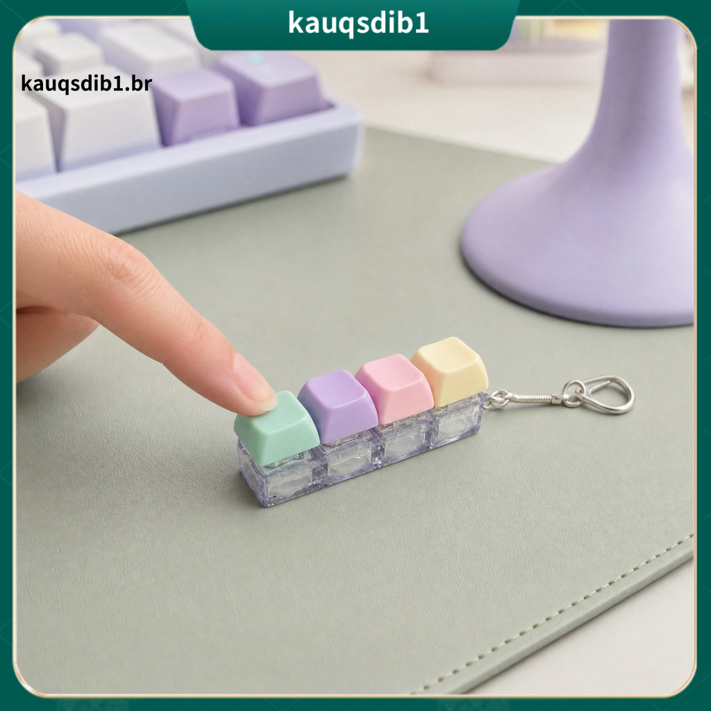 Mini Keychain Keyboard Crisp Click Toy 2/3/4/9-keys Led Light-up Mechanical Fidget Stress Relief Push Button Finger Clic