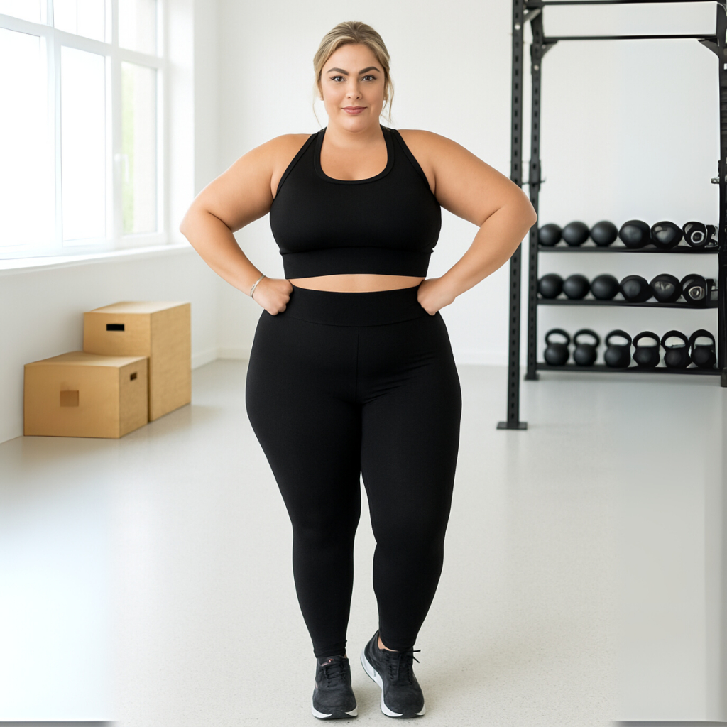 Calça Legging Lisa Plus Size Cintura Alta Feminina Suplex Super Elastano Academia Treino Fitness