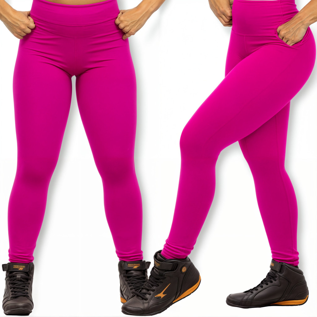 Calça Legging Academia Suplex Lisa Premium não Transparece - Rosa (GG)