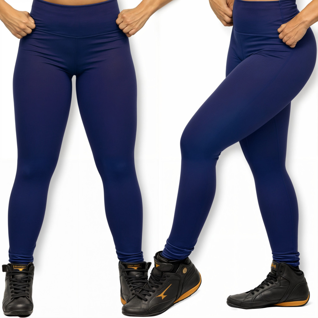 Calça Legging Academia Suplex Lisa Premium não Transparece - Azul Escuro (G)