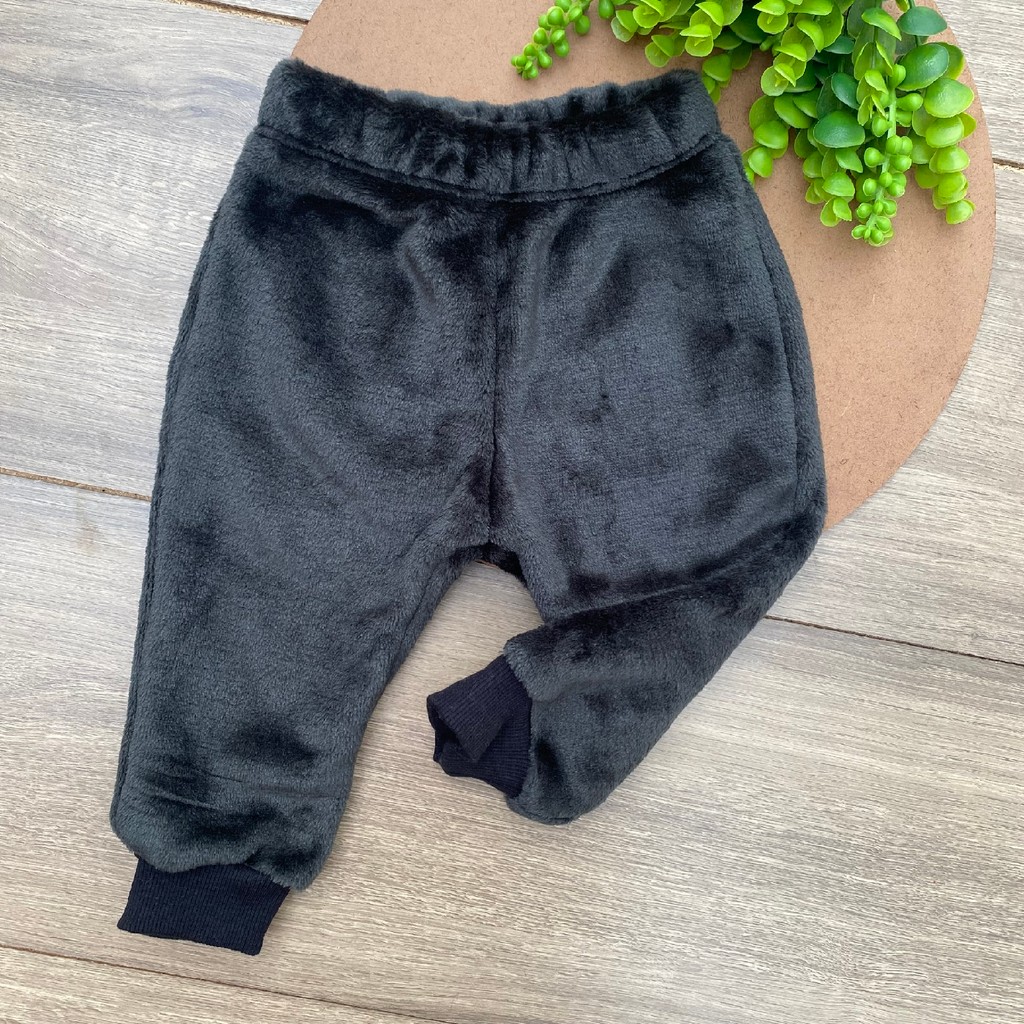 Calça Infantil Bebê em Fleece Preto Lisa Menino Menina