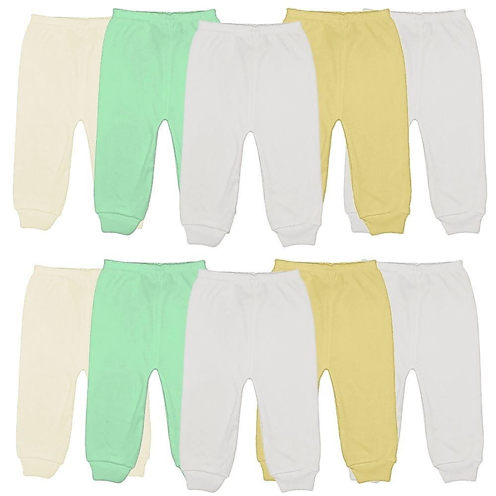 Kit 10 Calças Mijão Bebê 100% Algodão Pé Aberto Cores Lisas