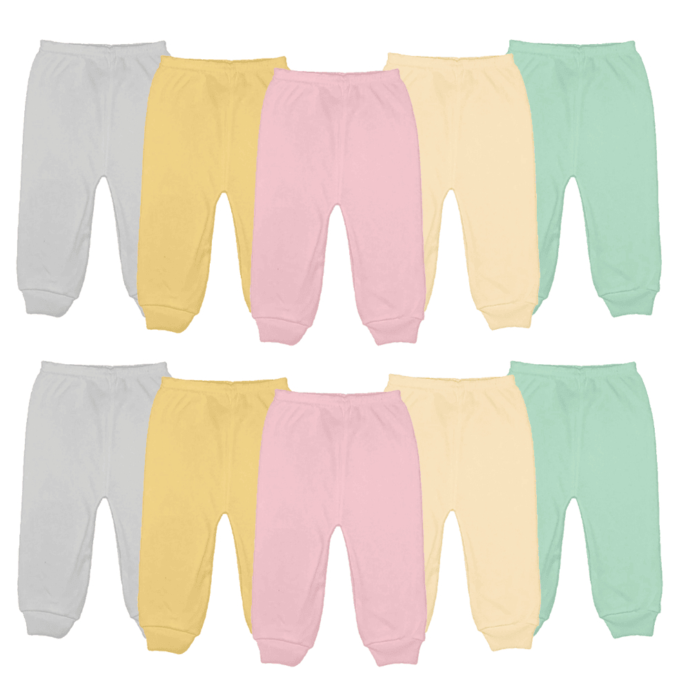 Kit 10 Calças Mijão Bebê 100% Algodão com Pé Aberto Cores Lisas