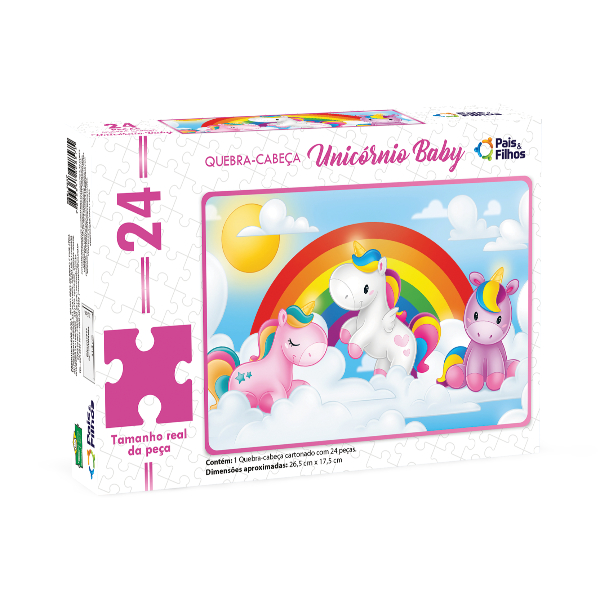 Quebra-Cabeça Unicórnio Baby 24 Peças Pais e Filhos Infantil Menina Educativo Presente Puzzle