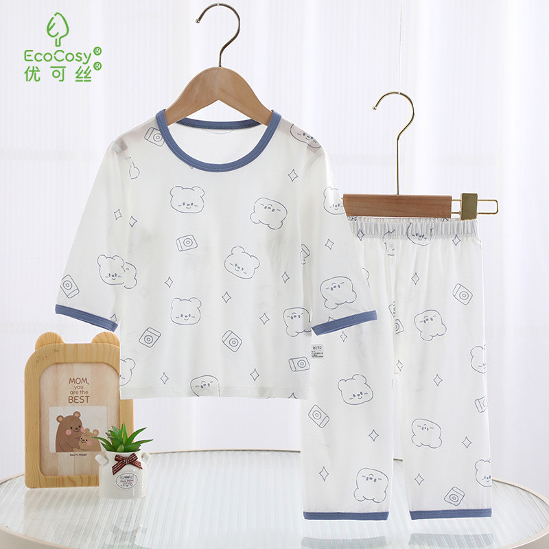 Pijamas infantis verão classe a 50 peças Ukesi gelo Doraemon ar condicionado roupas para casa conjunto de roupas íntimas