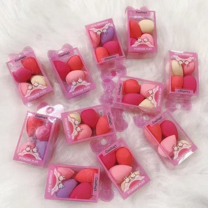 kit 4 Esponja de maquiagem mini gotas pacote beleza fundação buffer puff conjunto seco e molhado base corretivo