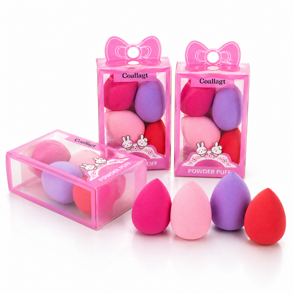 kit 4 Esponja de maquiagem mini gotas pacote beleza fundação buffer puff conjunto seco e molhado base corretivo