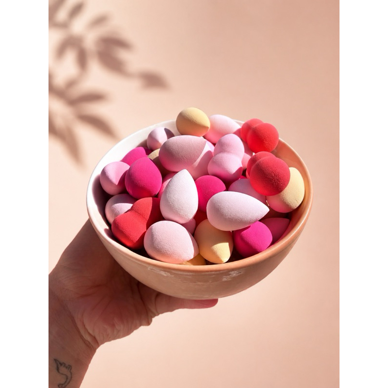 Esponja de maquiagem mini gotas 4 unidades pacote beleza fundação buffer puff conjunto seco e molhado base corretivo
