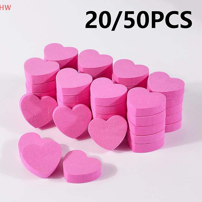 20/50 Pçs Forma De Coração Esponja Lixa De Unhas Dupla Face Buffer Polimento Lixar Pedicure Ferramenta Gel Polonês Manic