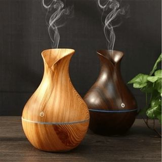 Mini Umidificador de Ar Ultrassônico Difusor de Aromas em Madeira modelo Vaso