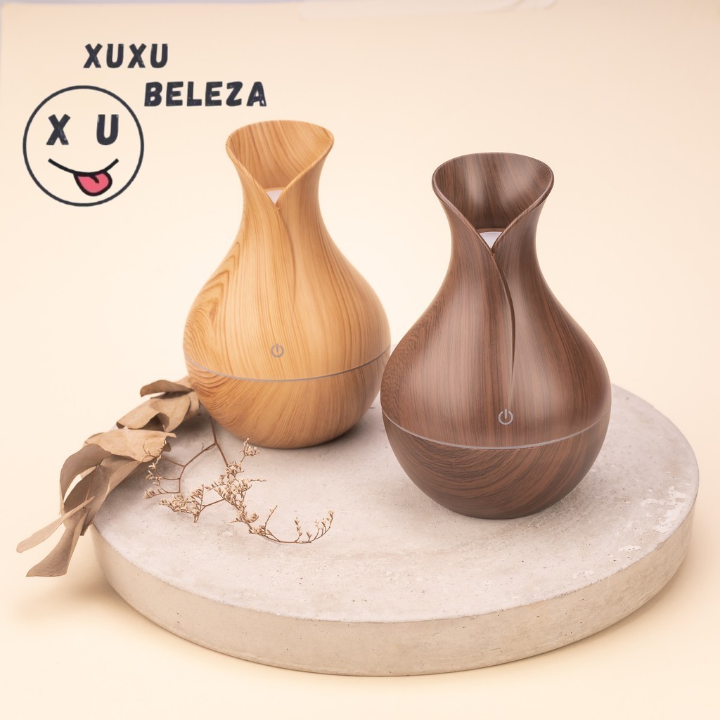 Mini Umidificador Aromatizador Vaso Ambientes Usb Tipo Madeira - POPULAR