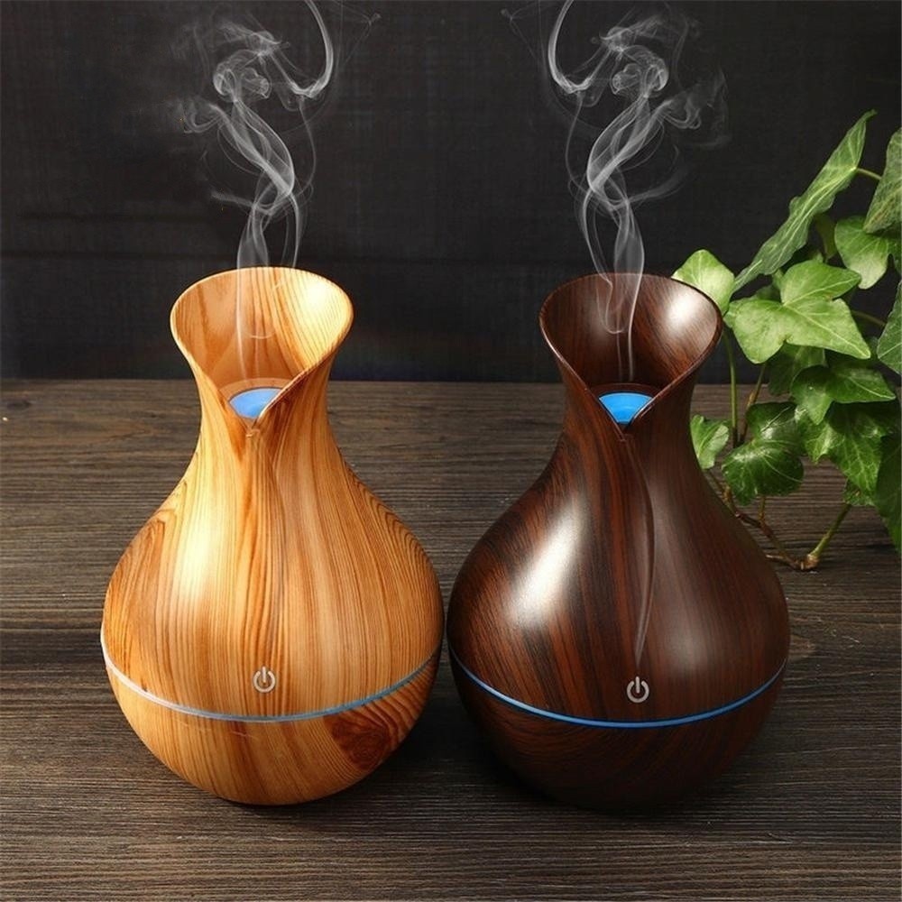 Umidificador Vaso Aromatizador Ultrassônico Tipo Madeira Usb Com Led Colorido LZ-2