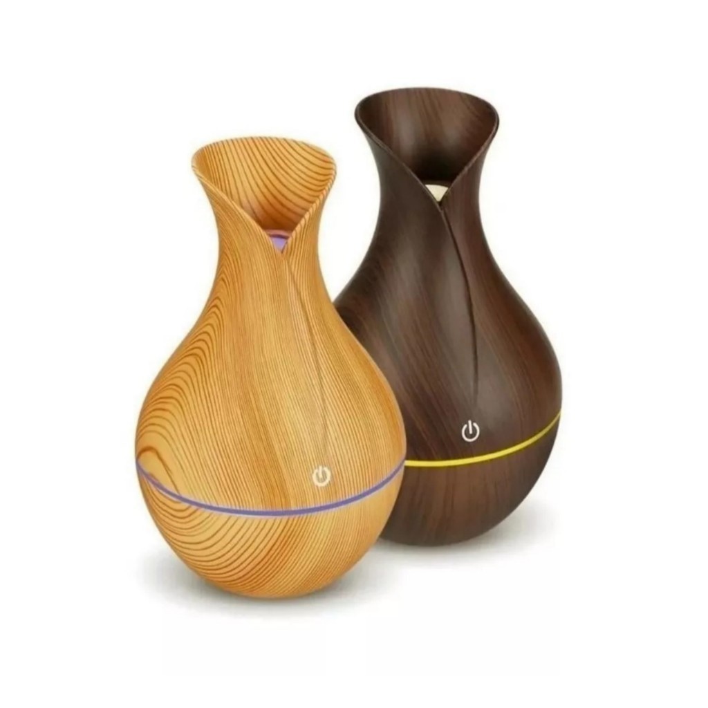 Umidificador Vaso Aromatizador Ultrassônico Tipo Madeira Usb Com Led Colorido LZ-2