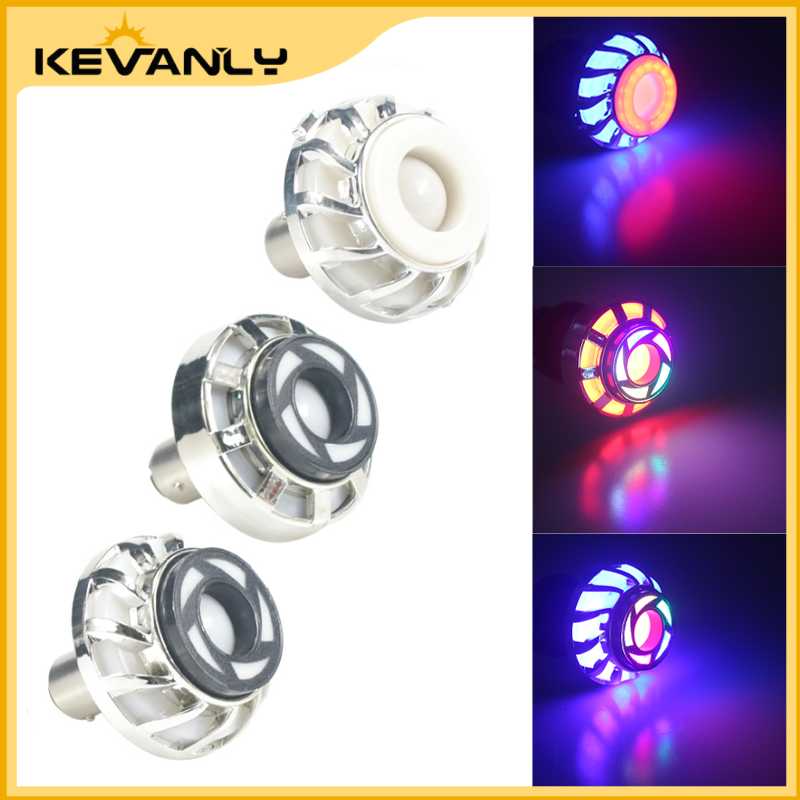 KEVANLY Motocicleta Strobe Aviso LED Luz Traseira De Freio RGB Angel Eyes 12V Flash Traseiro