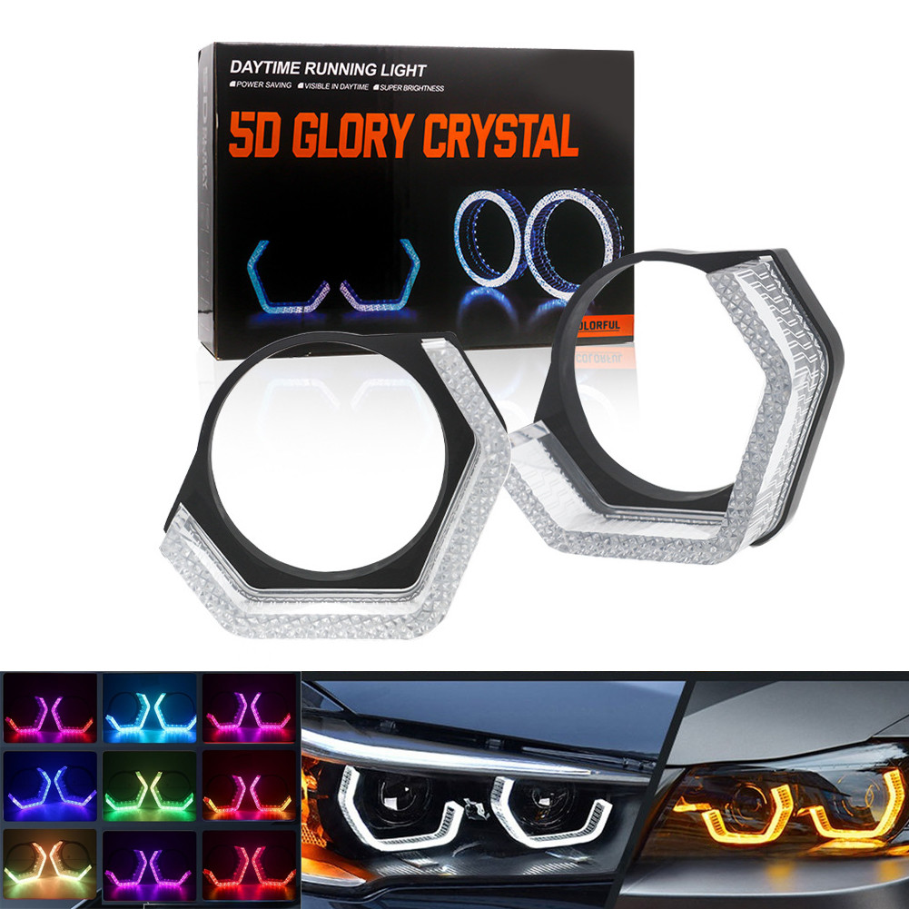 [LLMA] Lente RGB Para BMW Lentes De Projetor Bi Xenon LED Farol Angel Eyes Ring