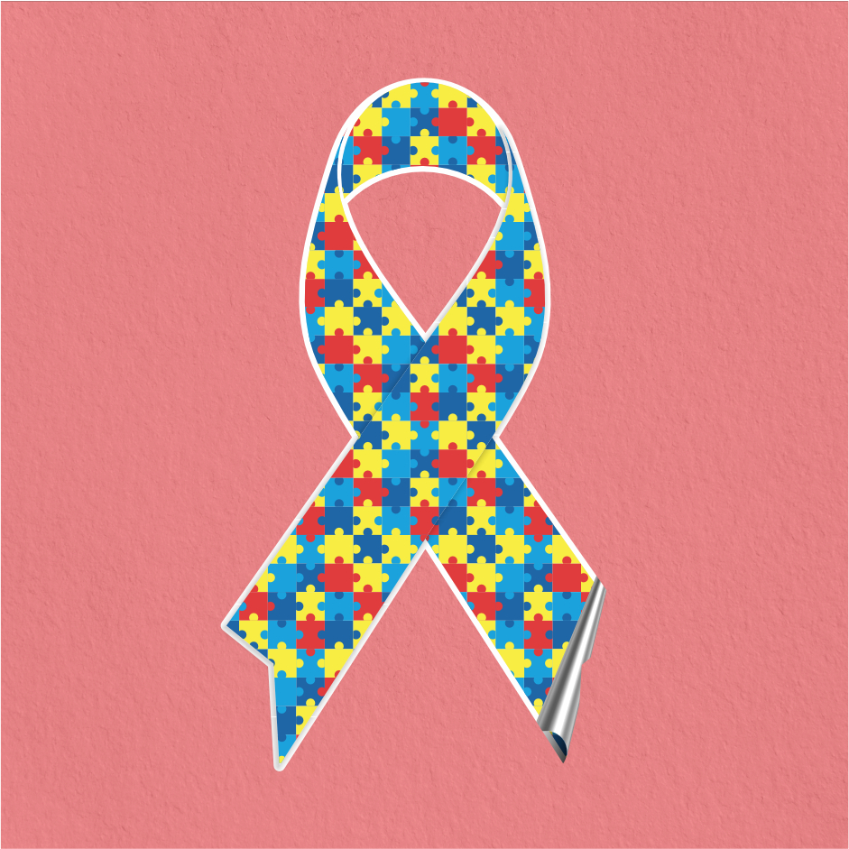 Adesivo Vinil - Laço Autismo 2- Carro, Parede, Vidro, Capacete de moto