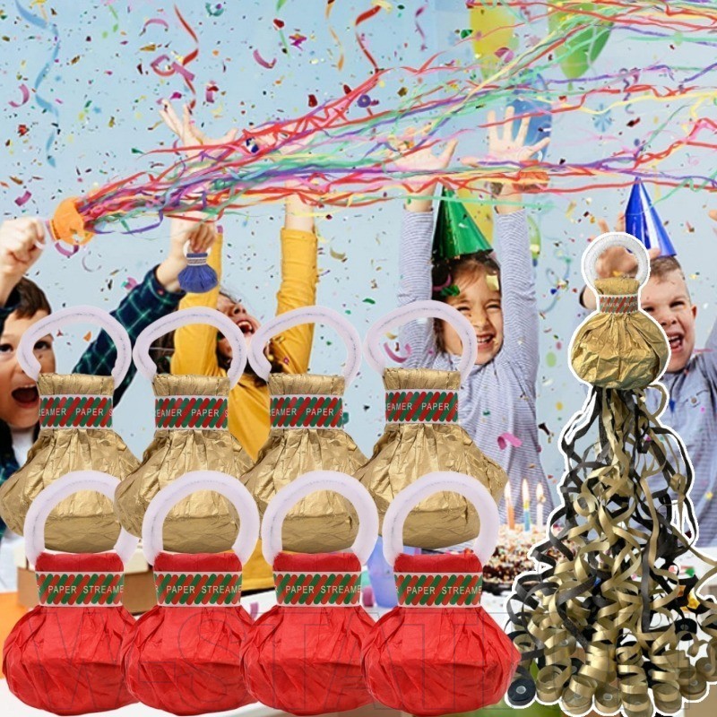 Flâmula Colorida De Lançamento Manual De 15-5 Unidades-Fita De Papel De Fogos De Artifício-De Confete-Streamer Com Borla