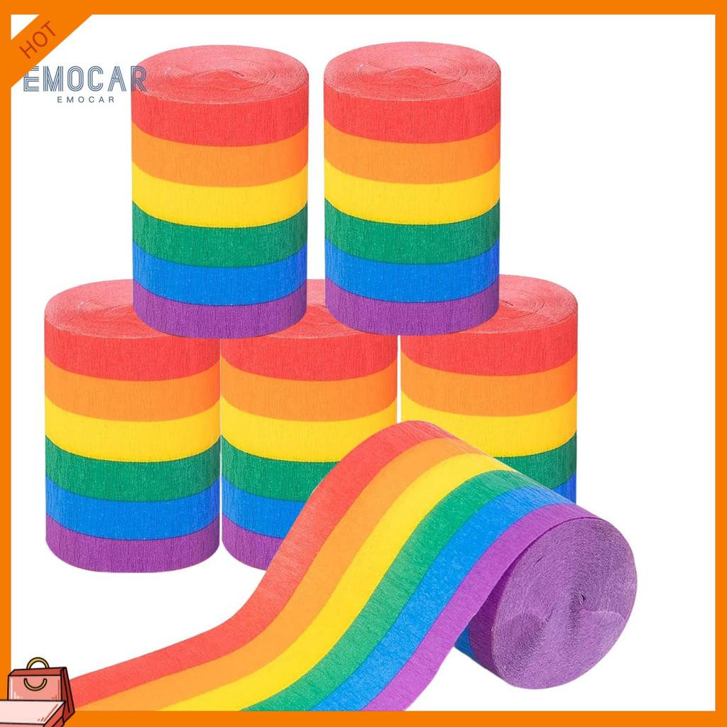 EMH-32ft Arco-Íris Crepe Papel Streamers Colorido Rolo De Para Festa De Aniversário Chá De Bebê Cerimônia De Casamento F