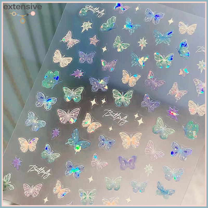 EA & Moda Delicada Borboleta Asa Streamer Laser Stiers Avançado Em Relevo Nail Art Colorido Fada .